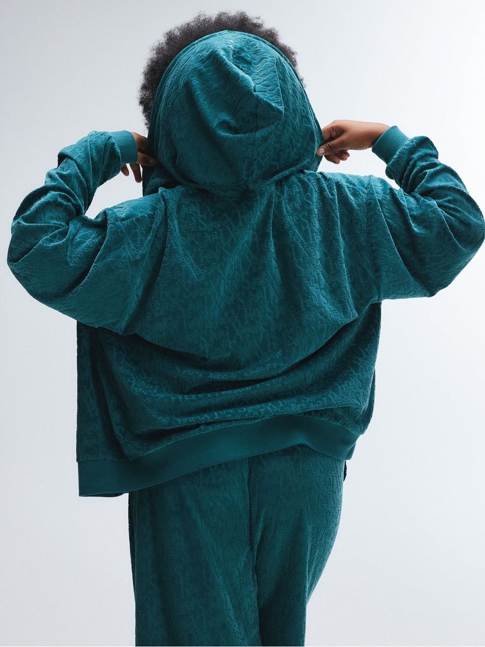 Savage X Fenty Signature Script Velour Zip Up Hoodie - Green - Size XL